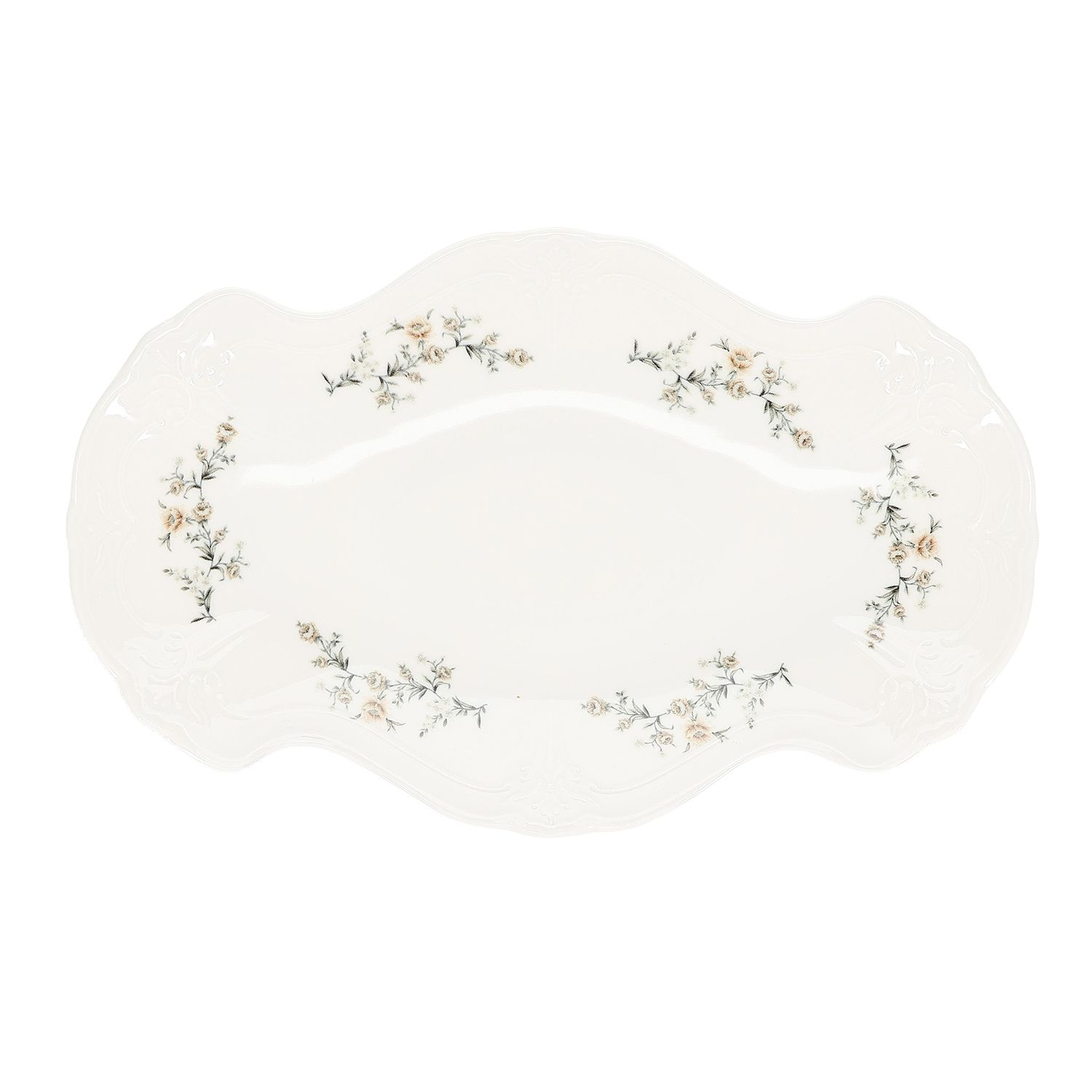 Retro Brown Flower Serveerschaal 39 cm